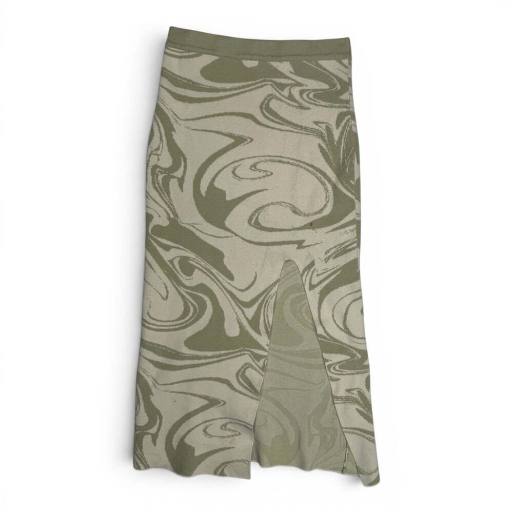 4th + Reckless Size S Green Swirl Print Knit Midi Skirt